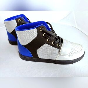 Boys' Creative Recreation Cesario Hi-Top Sneaker, Blue/Silver, Sz 3Y